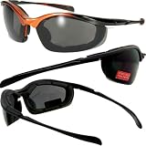 EXCITES REMOVABLE FOAM PADDED MOTORCYCLE SUNGLASSES UV400 GOGGLES DOUBLE ANTI-FOG BIKER EYEWEAR SMOKE LENSES