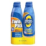 Coppertone Sport SPF 30 Continuous Spray Clear Twin Pack, 6-Ounce Cans