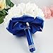 OurWarm® Dark Blue Crystal Roses Pearl Bridal Bridesmaid Wedding Bouquet Artificial Silk Flowers with 1pcs Glue Stick