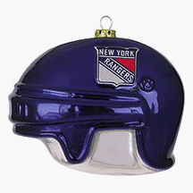 New York Rangers 3" Collegiate Glass Football Helmet Holiday Ornament - NHL Hockey