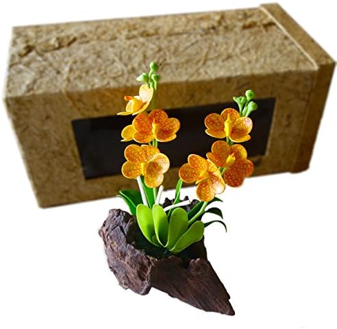 Kinnaree Thai Paper Flexible Clay Flower with Gift Ready Box - Orange Orchid