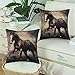 CaliTime Pack of 2 Soft Canvas Throw Pillow Covers Cases for Couch Sofa Home Decoration Vivid Wild Horses Print 18 X 18 Inches Brown Horse