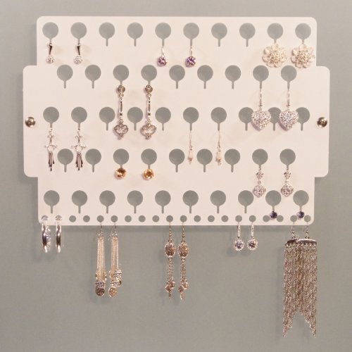 Earring Angel - Wall Mount Pierced Earring Holder Storage Rack Hanging Jewelry Organizer Display (White Acrylic)