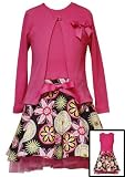 New Retro 60's Pink Flower Circle Dress with Cardigan ~ Christmas Holiday 4 to 6X Girls