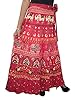 Indi Wrapskirt-red Elephant Printed Cotton Long Sarong Wrap Around Skirts