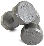 Troy Barbell VTX 12 Sided Gray Hex Dumbbell with Steel Contoured Handle
