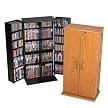 Tall Locking Media Storage Cabinet - Oak