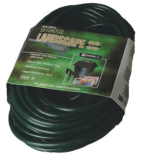Tools: Coleman Cable 16/3 80 Foot Vinyl Landscape Outdoor Extension Cord, Green #02353