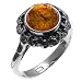 Certified Genuine Cognac Amber and Sterling Silver Sunflower Ring