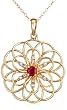 Yellow Gold Overlay Sterling Silver Round Ruby Pendant w/ Diamond Accents, 18"