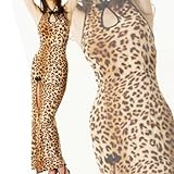 悩殺大胆スリット♪SEXY豹柄チャイナドレス茶M/jc22