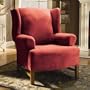 Stretch Suede Wing Chair Slipcover (T Cushion) Fabric: Chocolate