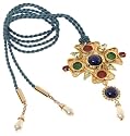 Dolce & Gabbana Women's Embellished Medallion Rope Necklace, Gold/Multicolor