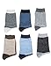 Men's Merino Wool Socks-6 Pack Thermal Outdoor Hiking Stripe Crew Socks