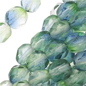 Czech-Fire-Polish-Glass-Beads-6mm-Round-Two-Tone-Blueberry-Green-Tea-25-