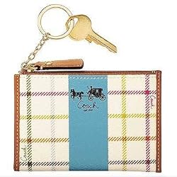 Coach Bleecker Tattersall Zip Top Coin Case Wallet Bag 41910