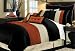 LUXURY SET 8 pc King Bed in a Bag Regatta Brick Black Beige Comforter Set with Euro Shams