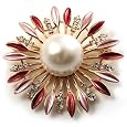 Golden Pearl Style Starburst Corsage Brooch (Pink&Red)