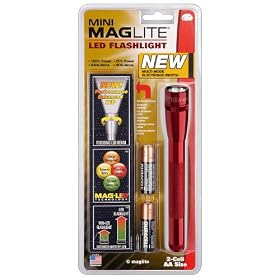 Mag-Lite SP2203H 2-AA Cell Mini LED Flashlight with Holster, Red