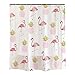 Ofat Home Pink Flamingo Pineapple Shower Curtain for Bathroom Resistant Fabric Cute Home Animal Decor, White Gold 72'x72'