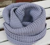 New Ladies Men Winter Knitted Crochet Long Snood Hood Tube Circle Scarf Shawl Neck Warmer - GREY
