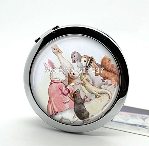 easyLife Alice In Wonderland Cosmetic Mirror Personalized Compact Mirror Vintage Storybook Illustration Gifts Cosmetic Mirror