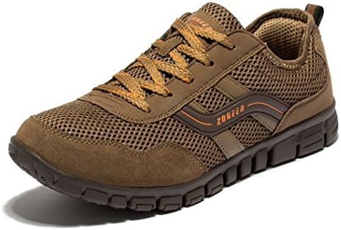 Fingda Mens Lace-up Mesh Comfortable Lightweight Trialling/Running Aqua,Exercise,Sneakers Shoes(Brown EU43)