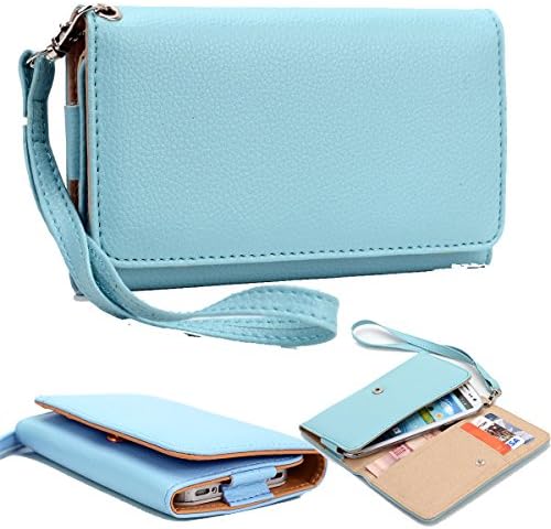 NuVur ™ Universal Wallet Clutch Wrislet ::Smartphone:: Case Fits JiaYu G4 Advanced (1850 mAh battery), Youth|Baby-Blue