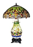 Green Dragonfly Tiffany Table Lamp - Light Base