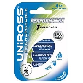 Uniross 4 x AA 2700mAh Performance Batteries