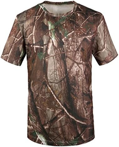 Men's Camo Tee Camouflage Outdoor Sport Quick Dry T Shirts (L, Real Tree Camo)