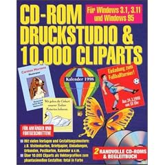 Druckstudio und 10 000 Cliparts. 2 CD- ROMs f�r Windows 3.1x/95