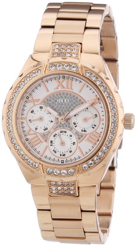 Guess W0111L3 - Reloj analógico de cuarzo para mujer con correa de acero inoxidable bañado