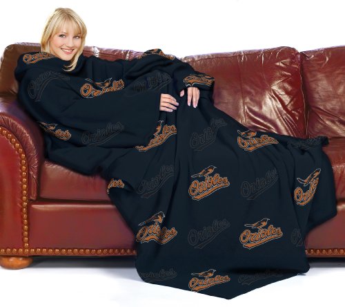 MLB Baltimore Orioles Adult Comfy Throw Blanket with Sleeves