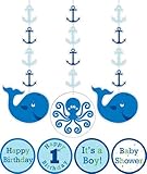Creative Converting Ocean Preppy Boy Birthday Hanging Decorations with Stickers, 3-Piece