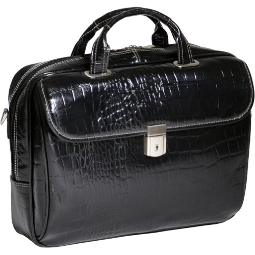 Siamod 35515 Ignoto Italian Leather Large Ladies Laptop Brief (Black)