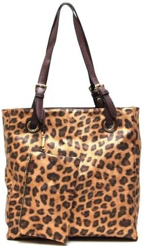 Fashion Tote With Leopard Print Handbag Purse Animal Bag & Brown