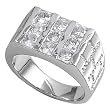 Sterling Silver Men's Ring - Clear CZ / Abalone - 6mm Band Width - 13mm Face Height - Sizes: 8-12