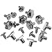RUBYCA 50 Sets Silver Hexagon Spike and Studs Metal Screw-Back Hexagonal DIY Leather-Craft 8mm X 10mm
