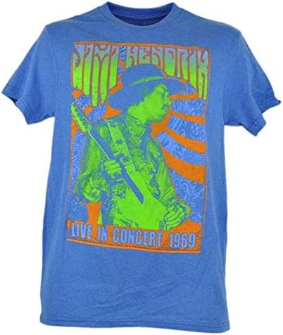 Jimi Hendrix Live In Concert 1969 Graphic Tshirt Music Musician Blue Tee 2XLarge
