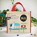 [Dog At Bus Stop] Embroidered Applique Fabric Art Lunch Tote / Lunch Box Bag (8.7*8*4.4)