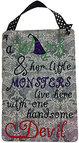 Witch and Monsters and Devil Live Here 8x12 Aluminum Sign