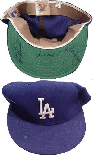 Signed Sandy Koufax Hat - with Bill Russell and Rick Dempsey - Autographed MLB Helmets and Hats