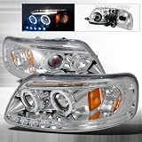 97 98 99 00 01 02 Ford F150, Expedition Halo Projector Headlights - Chrome (Pair) by