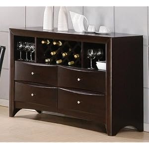 Server with Wine Rack Rich Cappuccino Finish by