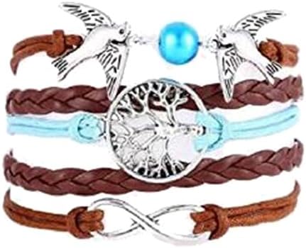 Axiba New Useful Cute Nice Fashion Infinity Pearl PU Leather Alloy Charm Bracelet