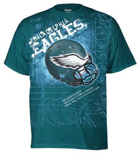 NFL Men's Philadelphia Eagles Helmitude Tee (Jade, Large)