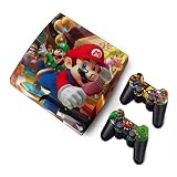 Mario PS3 Playstation 3 Slim Protector Skin Decal Sticker (3 pieces included: 1 piece for the Game Console and 2 pieces for controllers)
