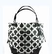 NEW AUTHENTIC COACH PEYTON CANVAS OP ART TOTE (BW/Black)