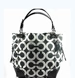NEW AUTHENTIC COACH PEYTON CANVAS OP ART TOTE (BW/Black)